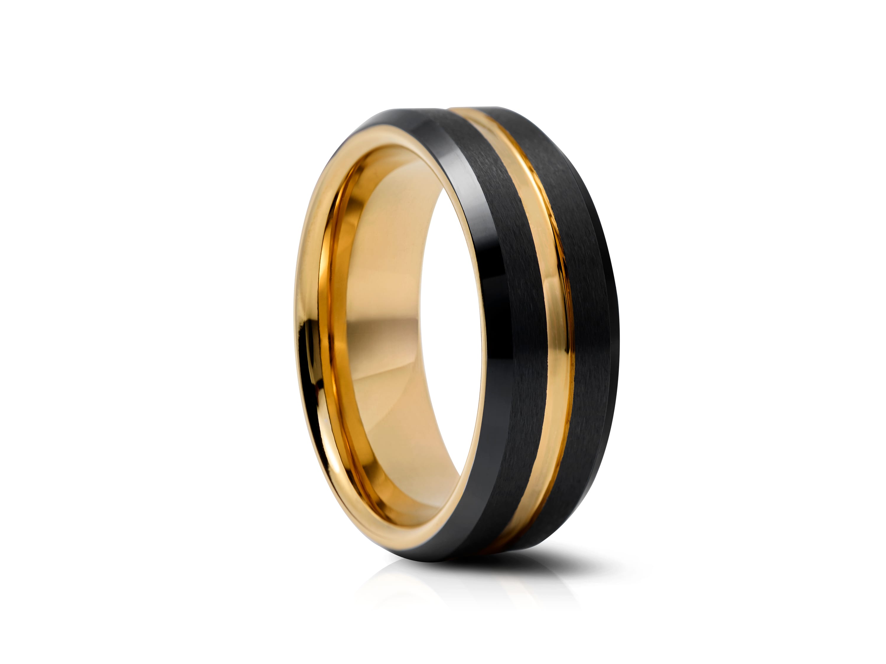 8mm Black And Gold Plated Tungsten Wedding Ring