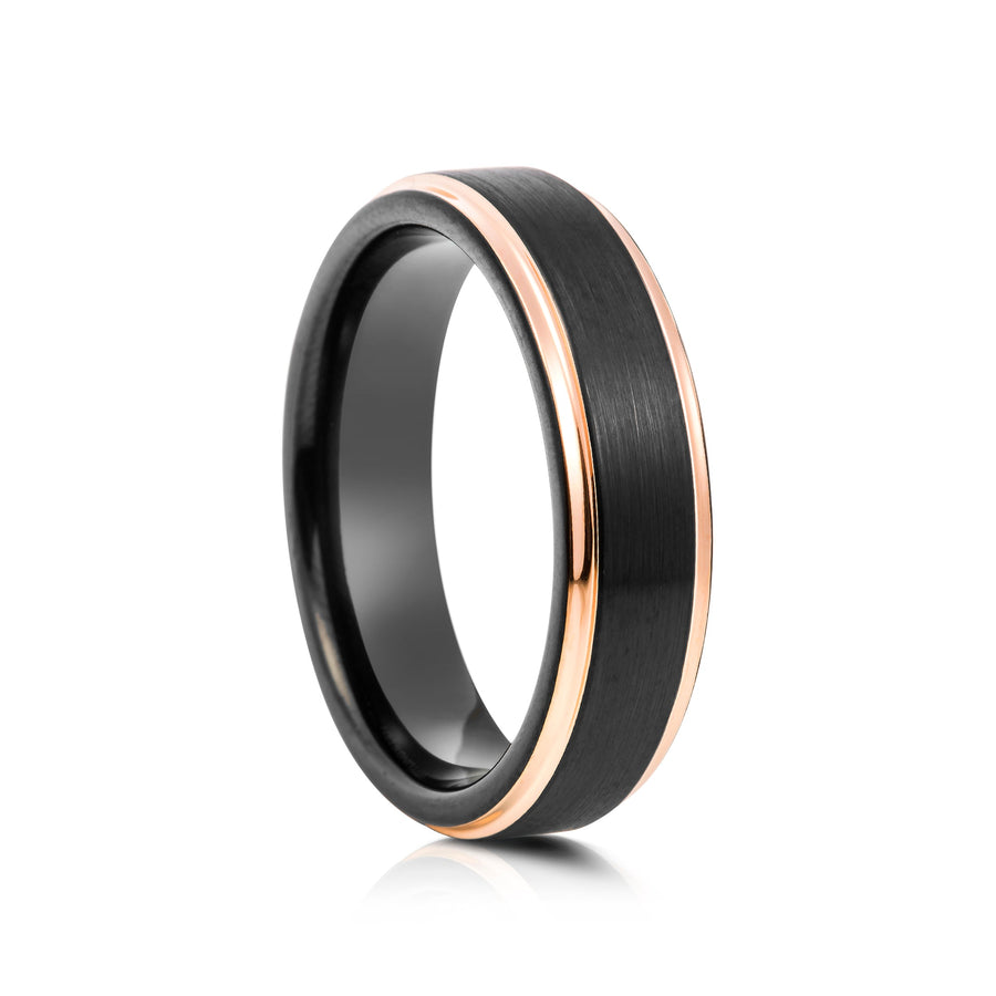 6mm Polished Tungsten Ring with Carbon Fibre Inlay - UK Ring Size M