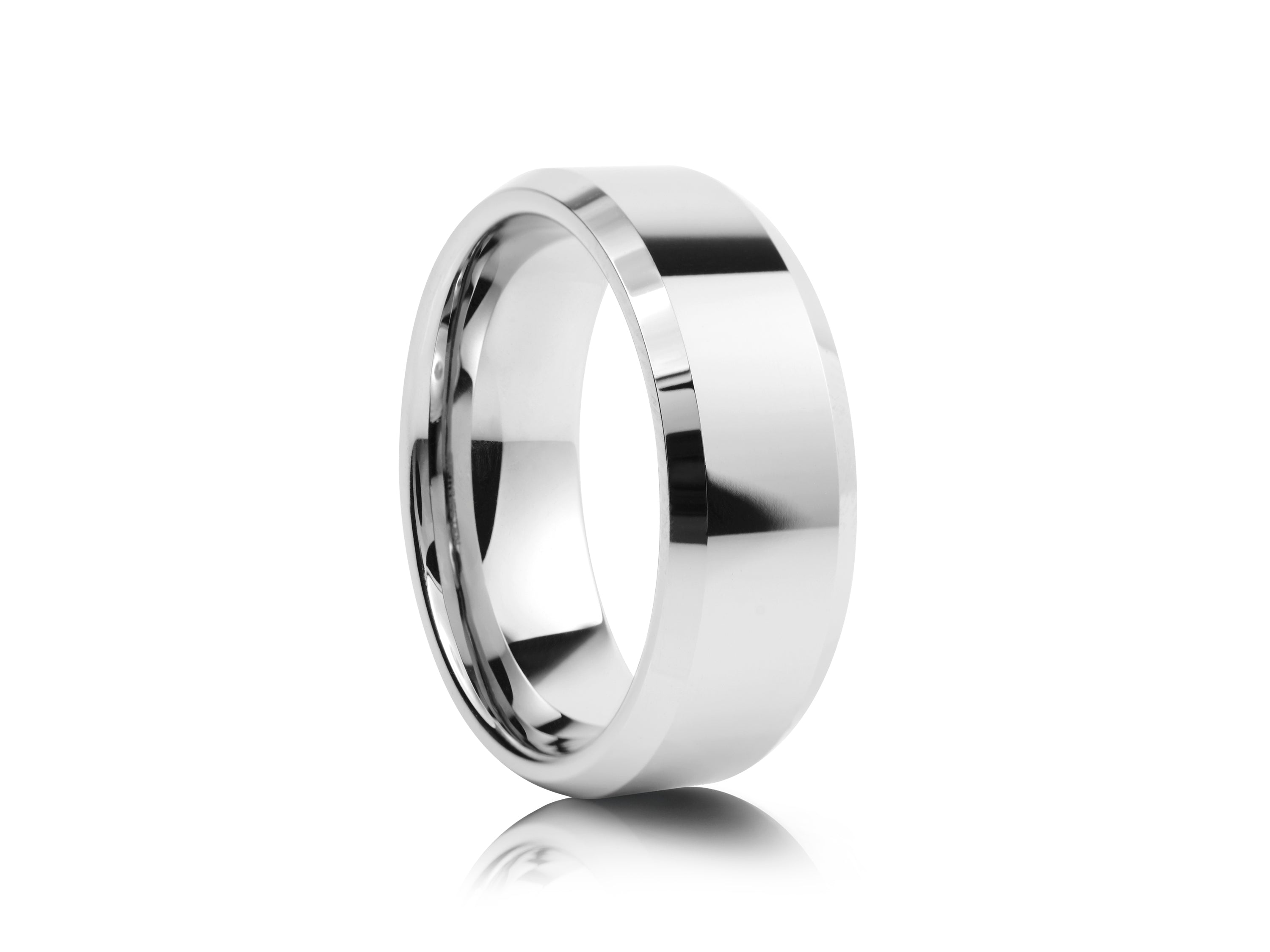 8mm Two-Tone Tungsten Ring, Brushed with Polished Edges - UK Ring Size M