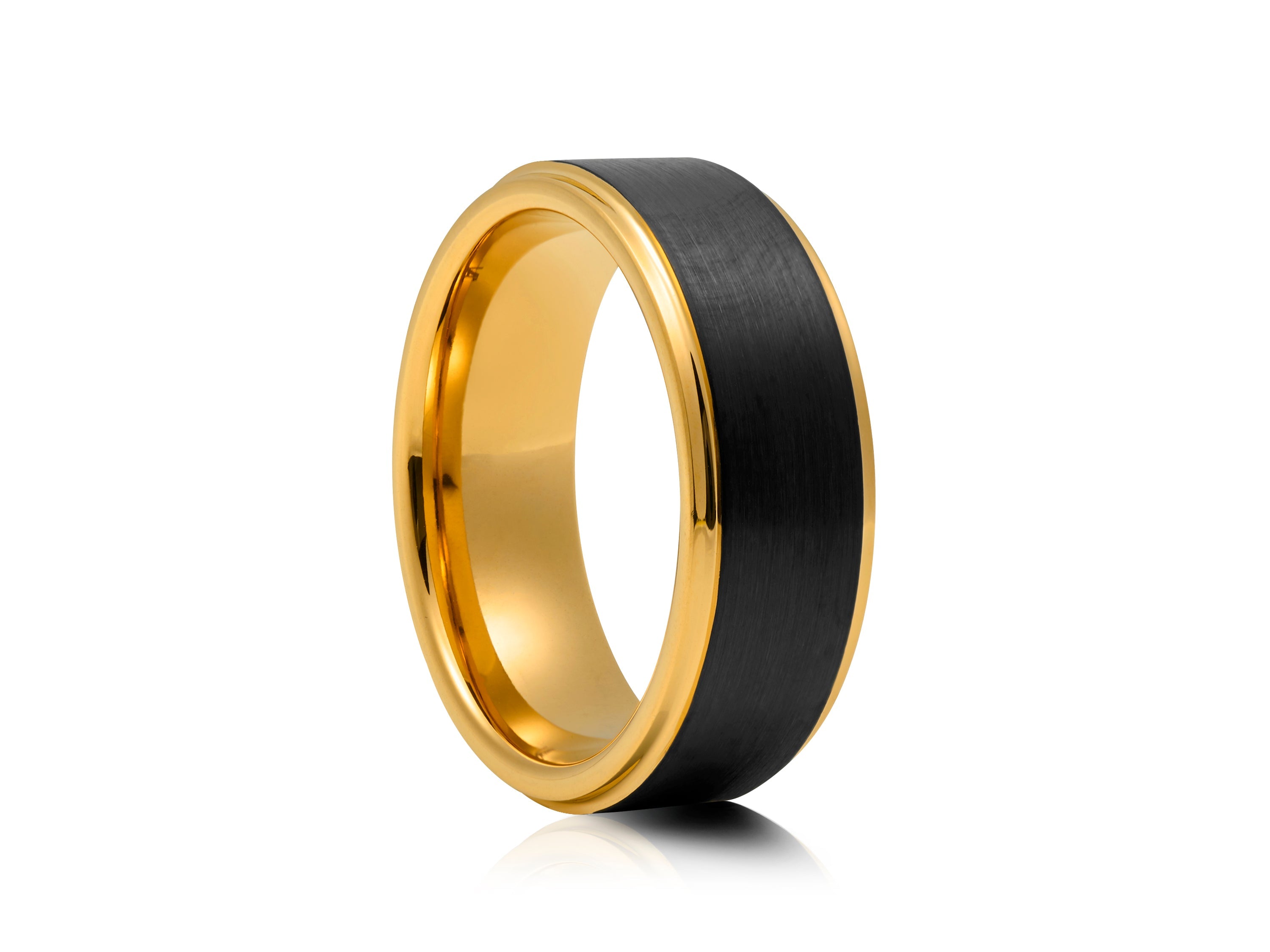 8mm Black Tungsten Ring with Carbon Fibre Inlay - UK Ring Size M