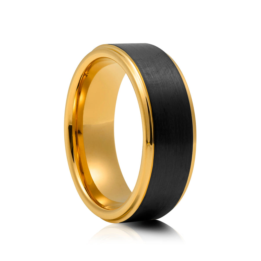 8mm Black Tungsten Ring with Carbon Fibre Inlay - UK Ring Size M
