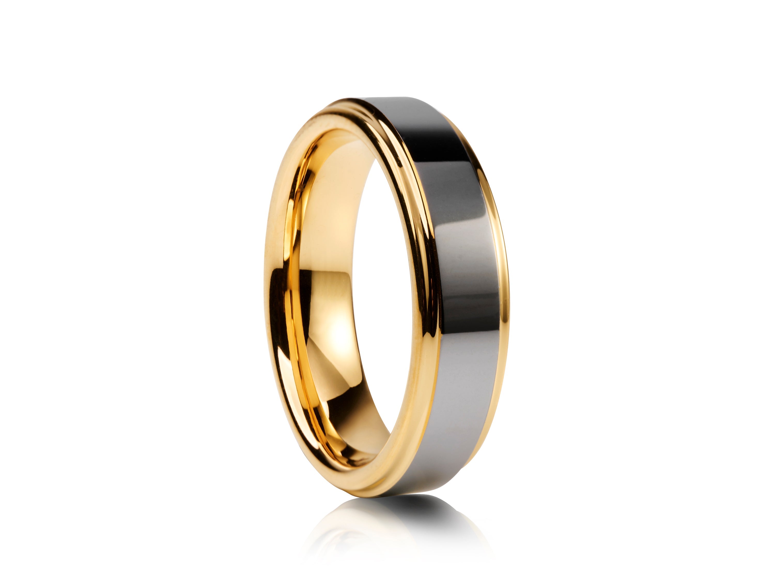 6mm Black Tungsten Ring with Carbon Fibre Inlay - UK Ring Size M