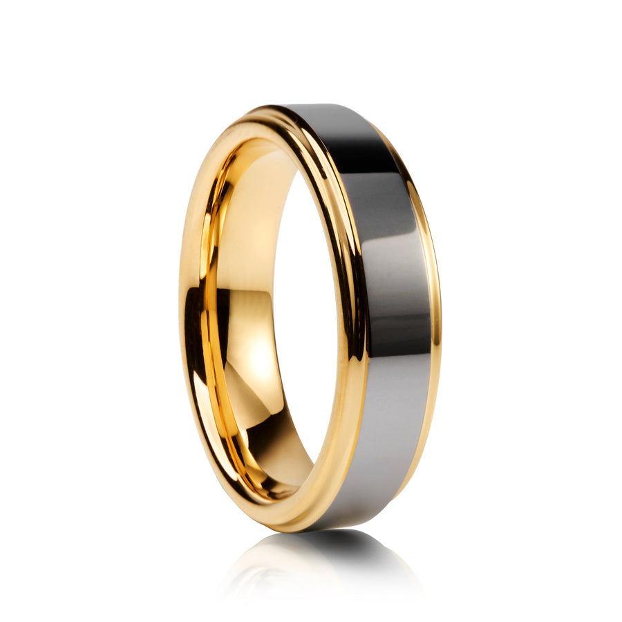 6mm Black Tungsten Ring with Carbon Fibre Inlay - UK Ring Size M