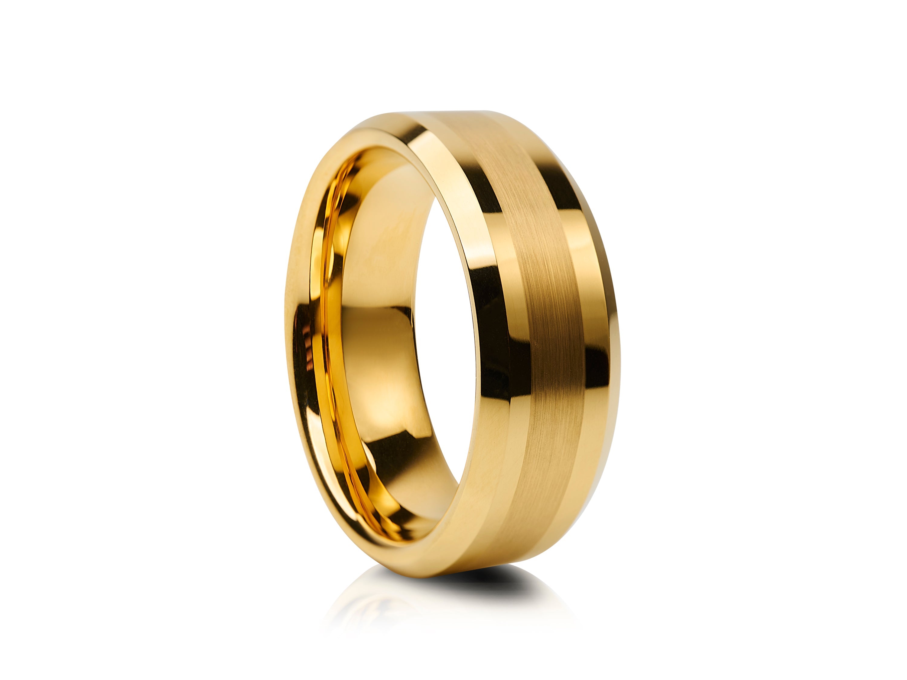 8mm Brushed Tungsten Ring with Polished Edges and Carbon Fibre Inlay - UK Ring Size M