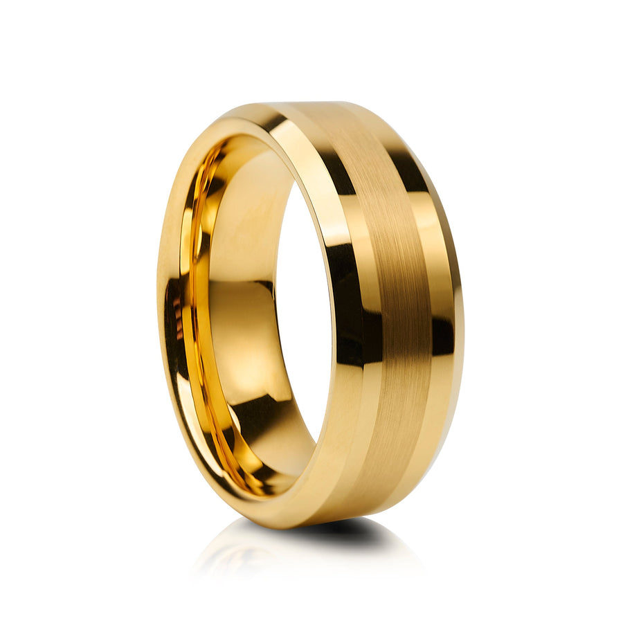 8mm Brushed Tungsten Ring with Polished Edges and Carbon Fibre Inlay - UK Ring Size M
