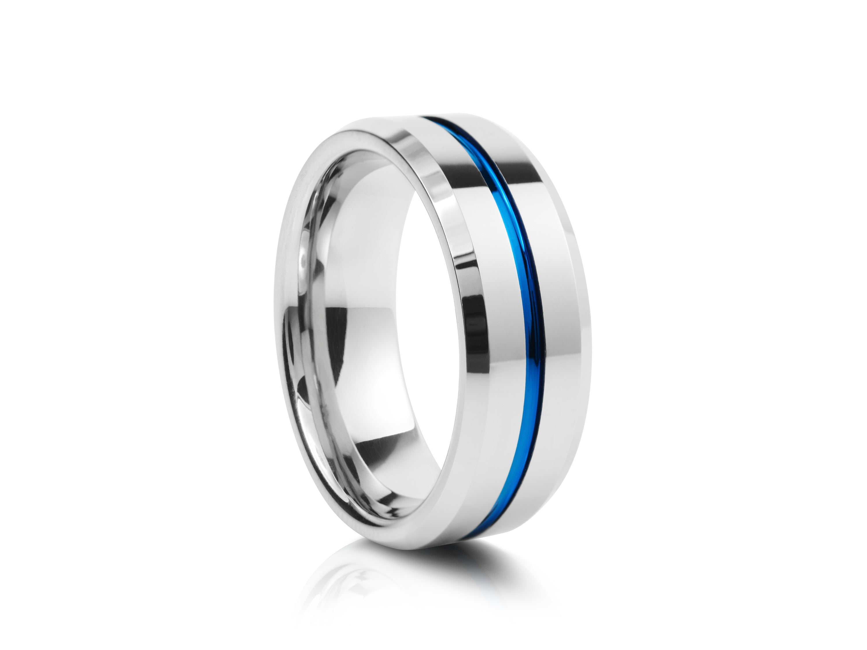 8mm Polished Tungsten Ring with Carbon Fibre Inlay - UK Ring Size M