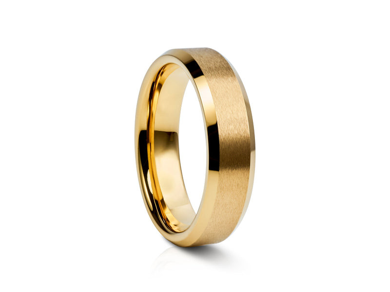 6mm Black Tungsten Ring with Brushed Edges - UK Ring Size M