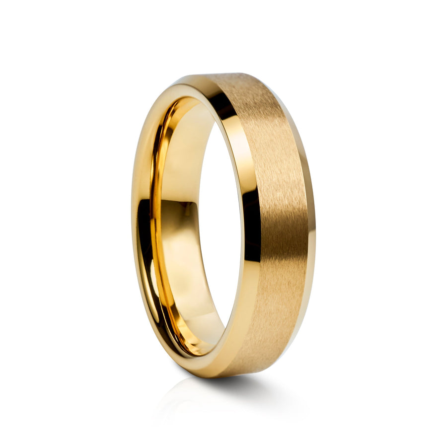 6mm Black Tungsten Ring with Brushed Edges - UK Ring Size M
