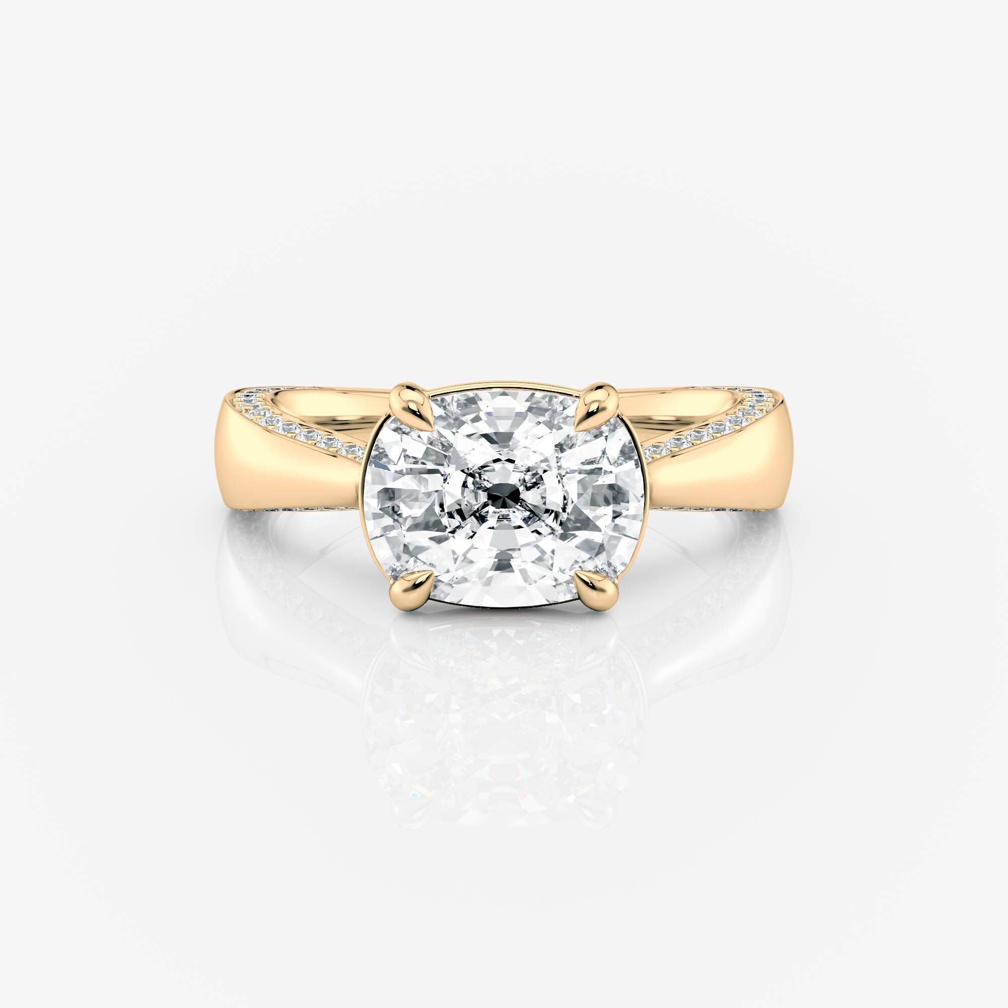 Tapered Band Pavé Elongated Cushion Moissanite Engagement Ring 9ct yellow gold South Africa