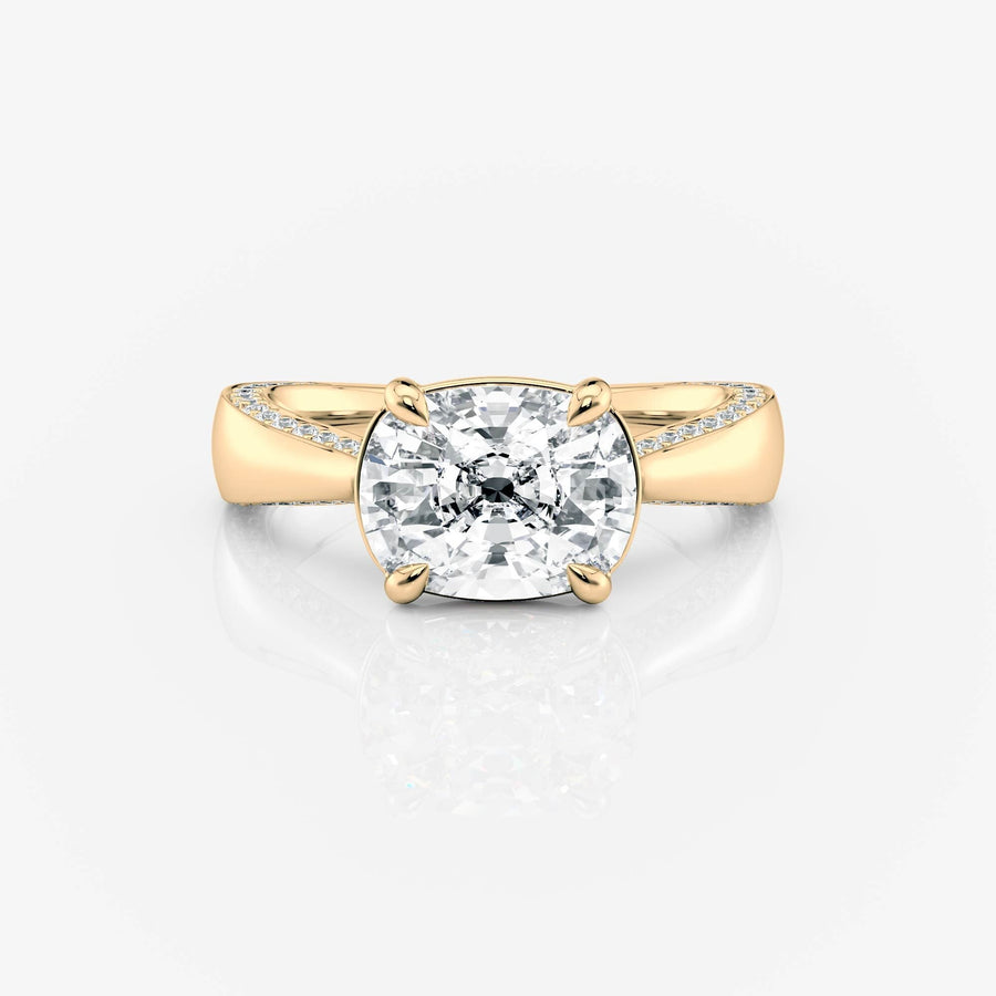 Tapered Band Pavé Elongated Cushion Moissanite Engagement Ring 9ct yellow gold South Africa