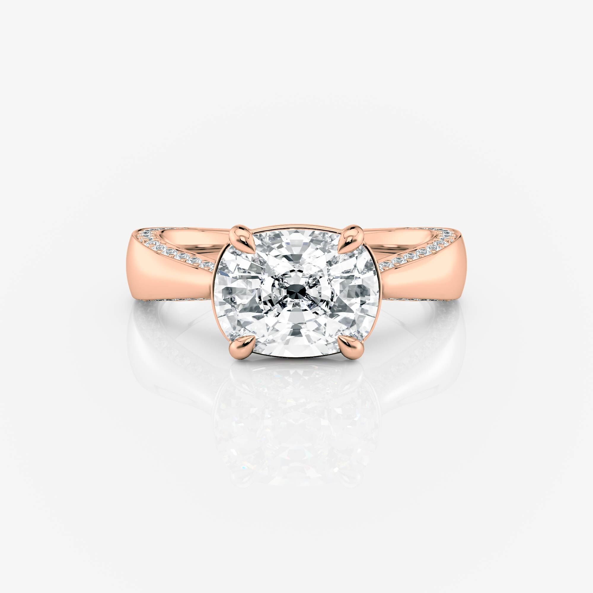 Tapered Band Pavé Elongated Cushion Moissanite Engagement Ring 9ct rose gold South Africa
