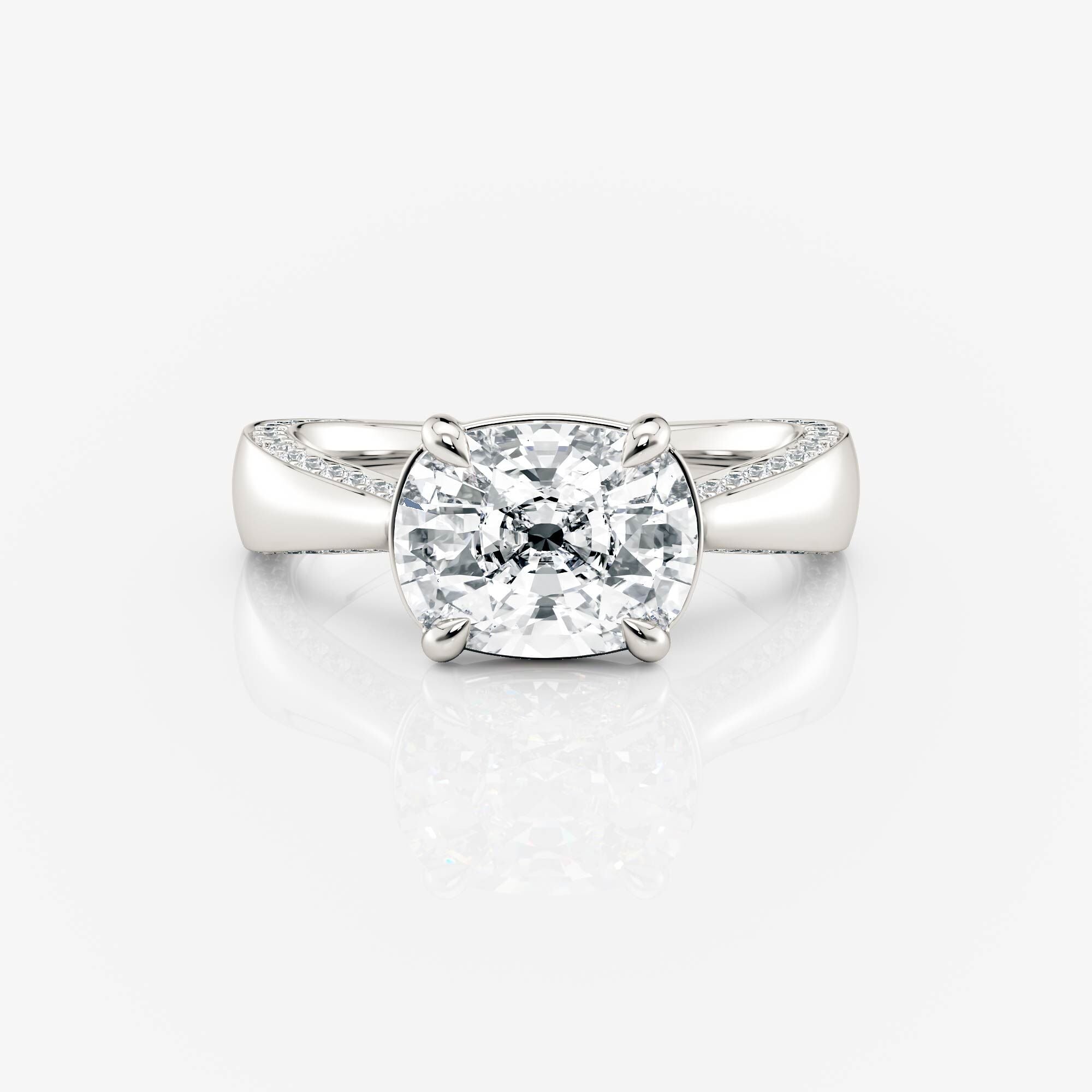 Tapered Band Pavé Elongated Cushion Moissanite Engagement Ring 9ct white gold South Africa