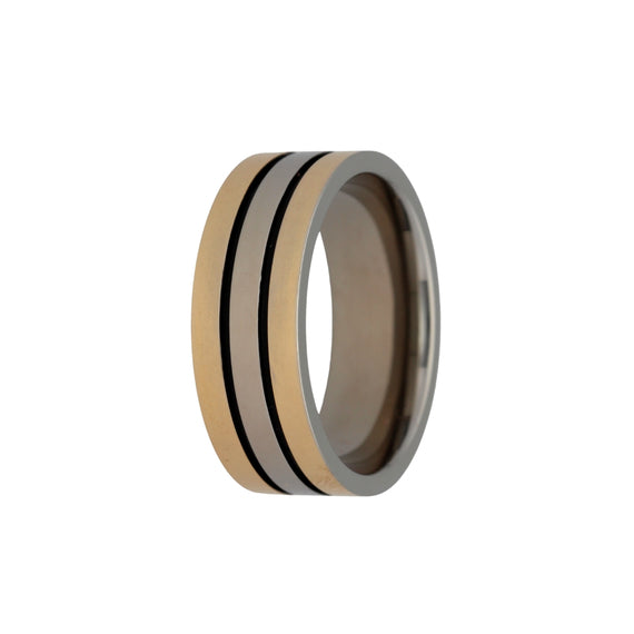 Titanium & Rose Gold Plated Wedding Band (8mm)