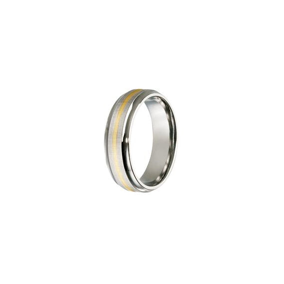 Titanium & Single Band 9k Gold Inlay Ring (7mm)