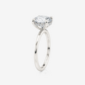 Round Half-Round Band Hidden Halo Lab Diamond Engagement Ring