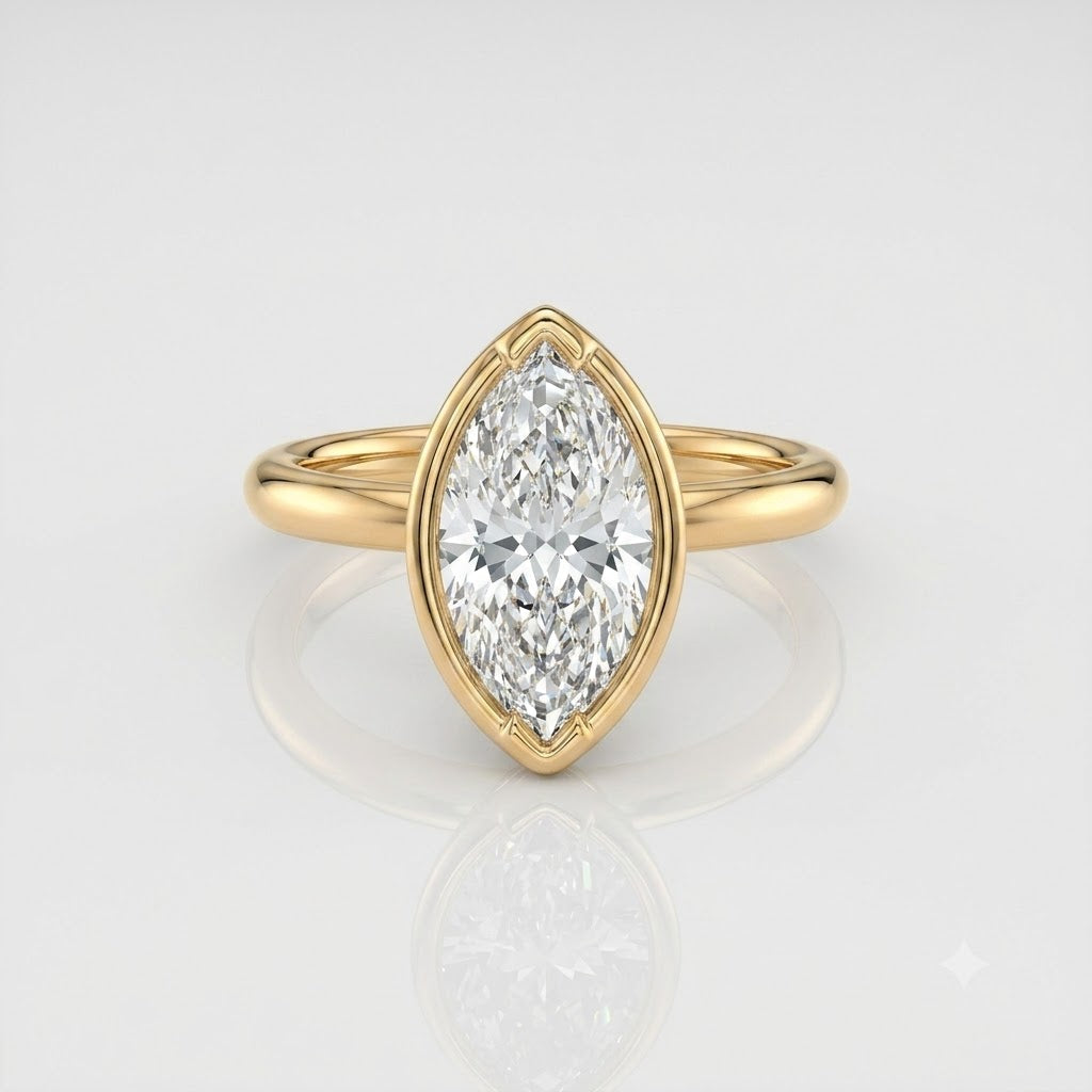 Marquise Bezel Solitaire Moissanite Engagement Ring 9ct yellow gold South Africa
