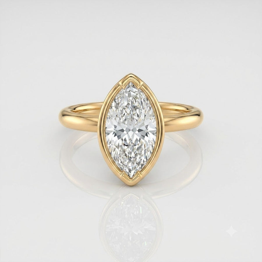Marquise Bezel Solitaire Moissanite Engagement Ring 9ct yellow gold South Africa