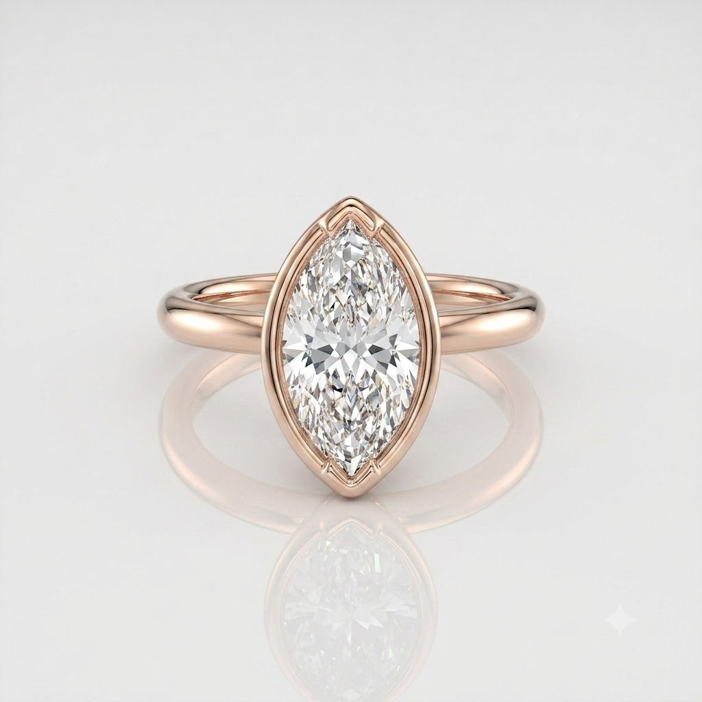 Marquise Bezel Solitaire Moissanite Engagement Ring 9ct rose gold South Africa