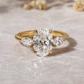 Oval and Pear Trilogy Lab Diamond Engagement Ring