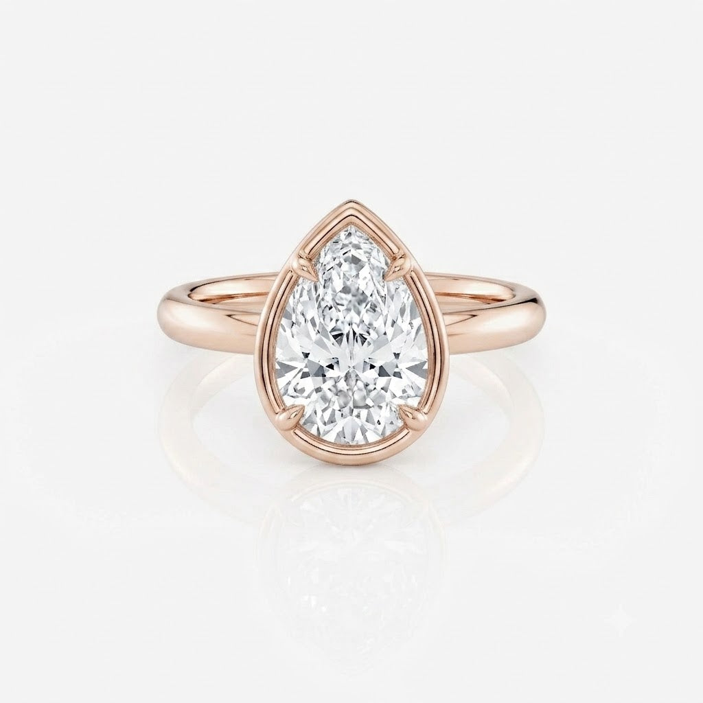 Pear Bezel Solitaire Moissanite Engagement Ring 9ct rose gold South Africa