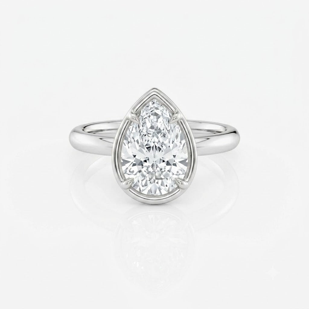 Pear Bezel Solitaire Moissanite Engagement Ring 9ct white gold South Africa