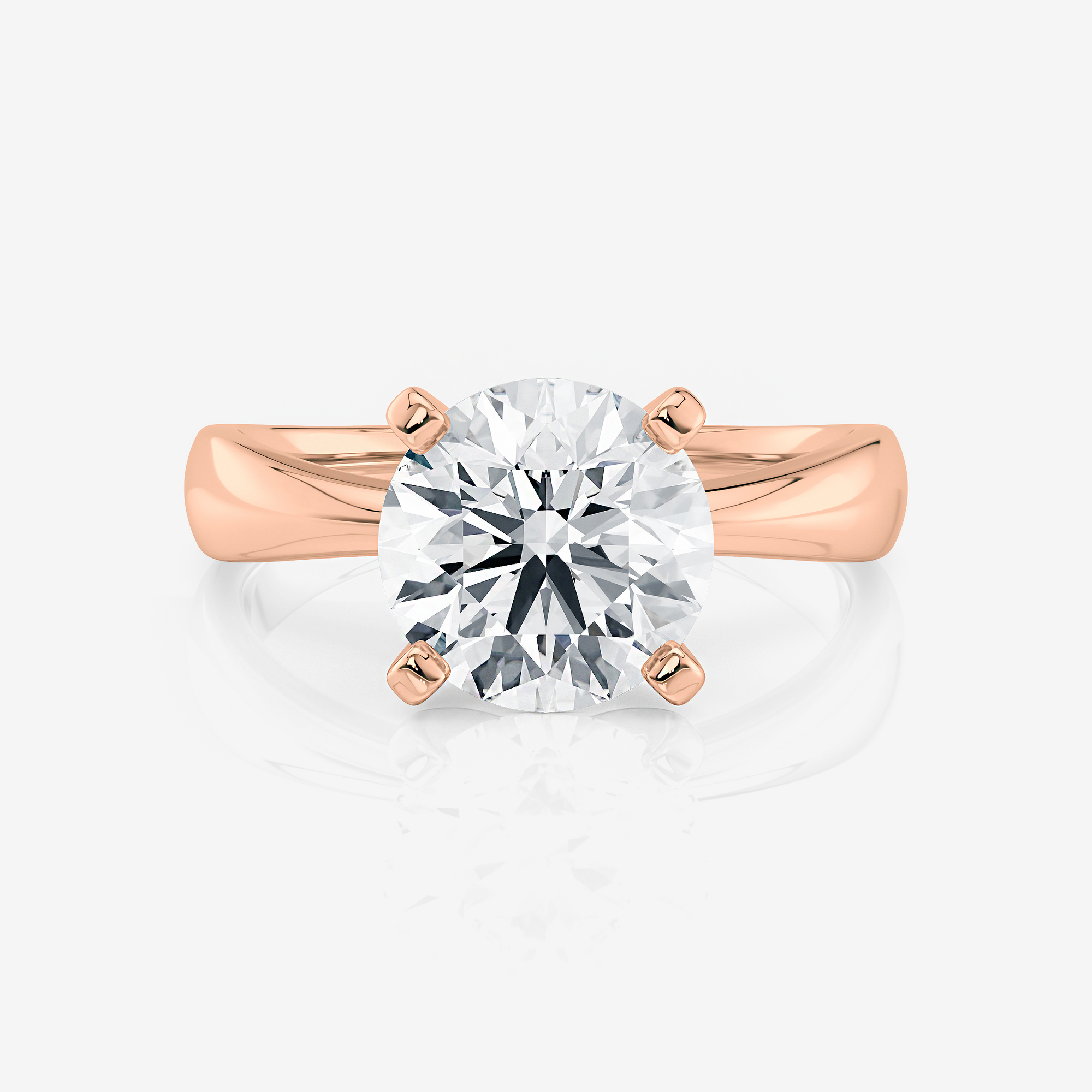 Rose gold Round Tapered Band Solitaire Lab Diamond Engagement Ring