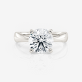 White gold Round Tapered Band Solitaire Lab Diamond Engagement Ring