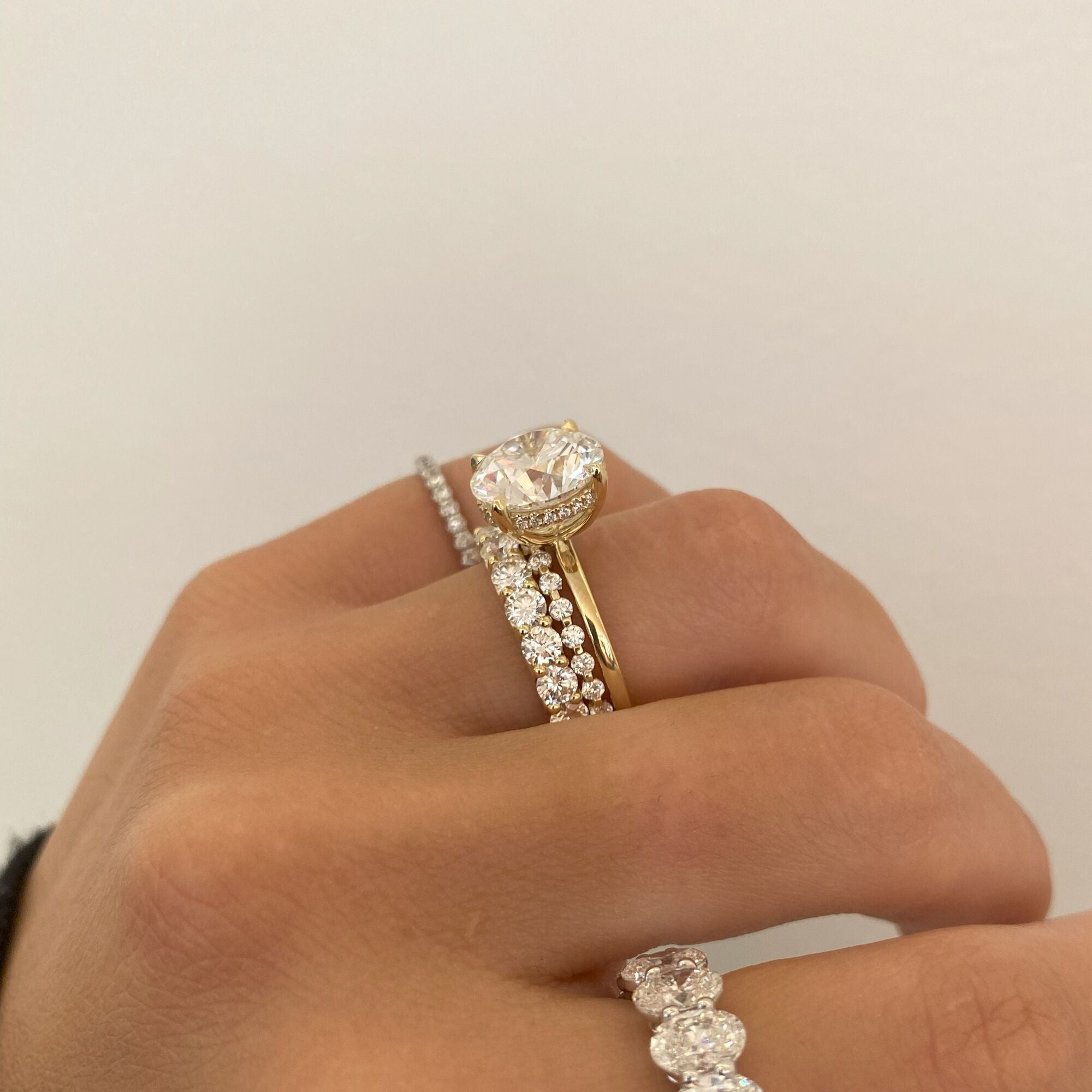 Round Half-Round Band Hidden Halo Moissanite Engagement Ring South Africa Moissanite by Design