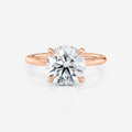 Round Half-Round Band Hidden Halo Moissanite Engagement Ring