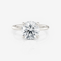 Round Half-Round Band Hidden Halo Moissanite Engagement Ring